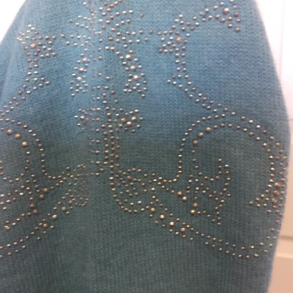 Gianni Versace Vintage 80s Cashmere Metal Bead Design Sweater